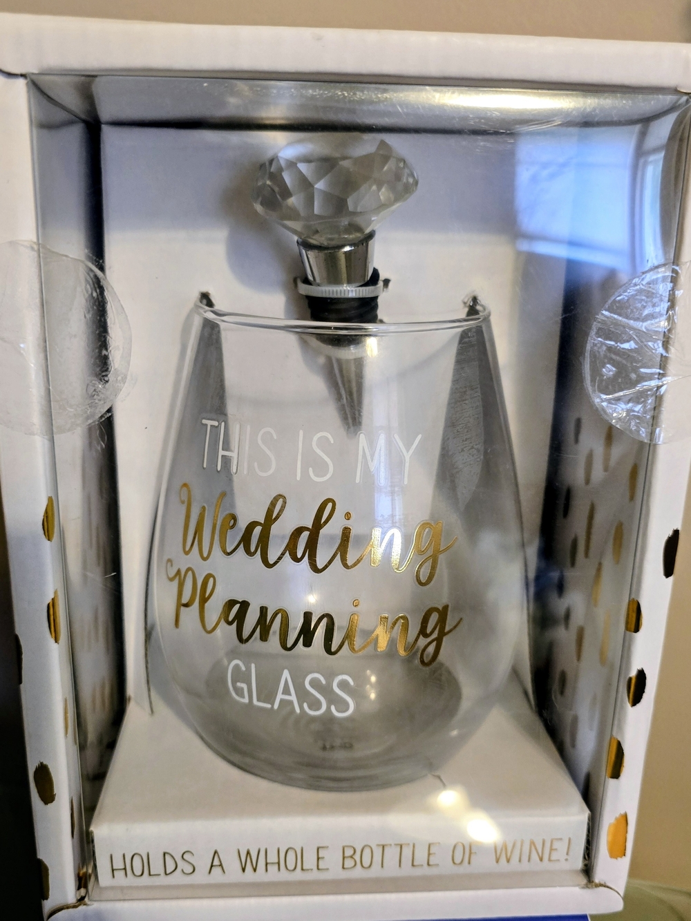 Wedding Planning Stemless Wine Glass with Decorative Stopper New For Bride To Be